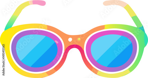 sunglasses color vector icon  on white or transparent background
