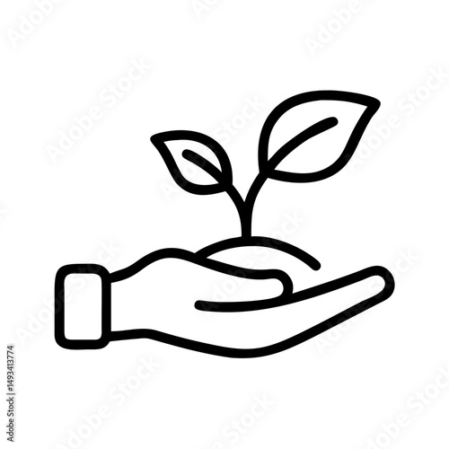 Plant in hand on transparent background for web and graphic design