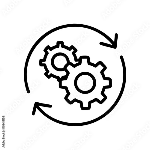 Refresh with multiple gears on transparent background for web and graphic design
