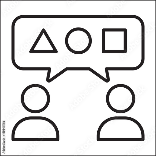 Business strategy icon. People discussion plan icon. Icon symbol of design, program, planning, decision, meeting, setting. Vector illustration