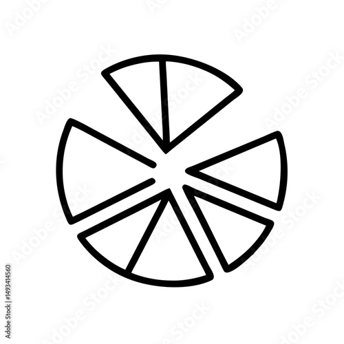 Segmented circle pie spinner circle divided in on transparent background for web and graphic design