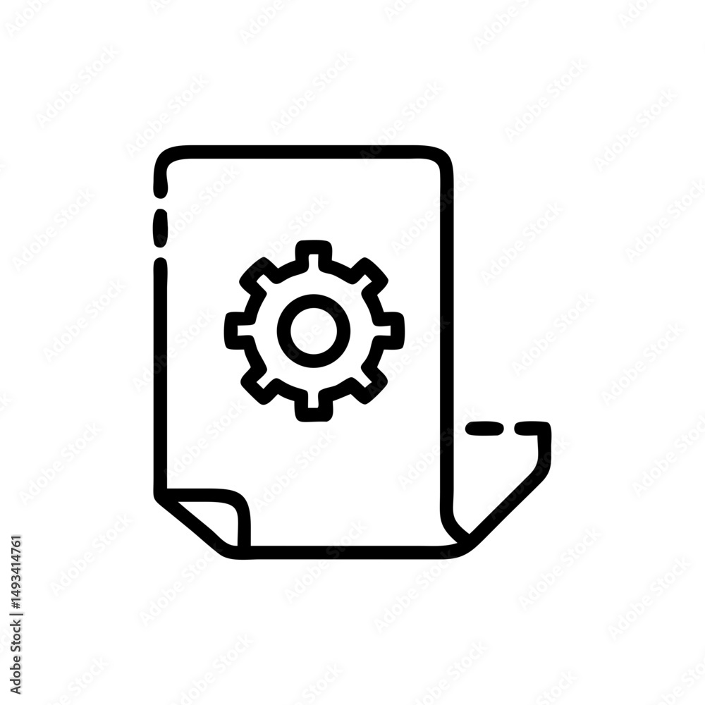 Setting document icon with paper and gear on transparent background for web and graphic design Setting document icon with paper and gear on transparent background for web and graphic design