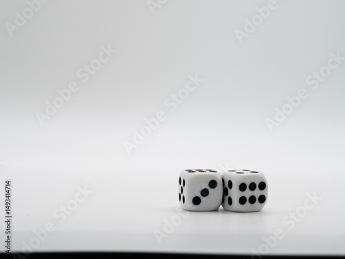 Black and white dice on white background
