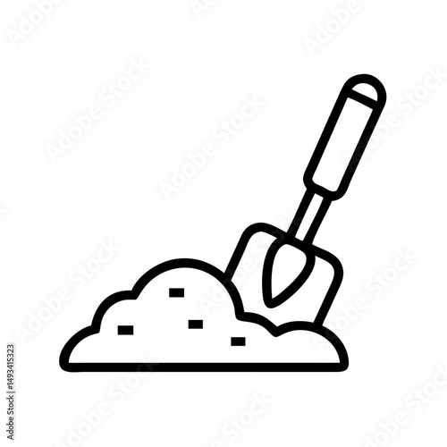 Soil and shovel on transparent background for web and graphic design