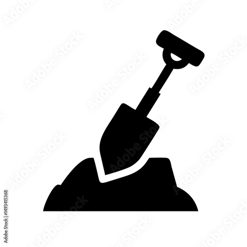 Soil and shovel silhouette on transparent background for web and graphic design