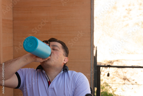 heat wave awareness heat wave prevention man drink water to avoid heat stroke