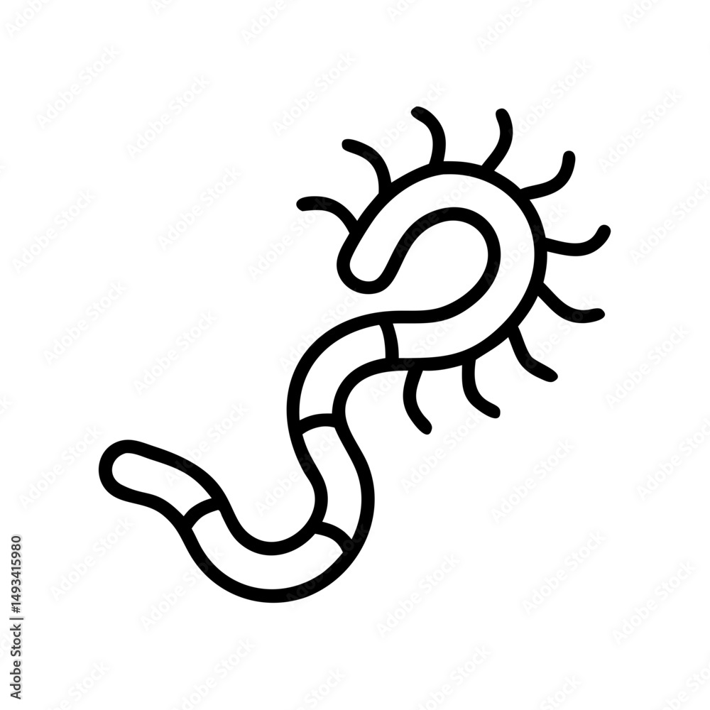 Fototapeta premium Spiral shaped bacterium on transparent background for web and graphic design