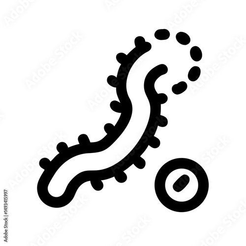 Spiral shaped bacterium silhouette on transparent background for web and graphic design