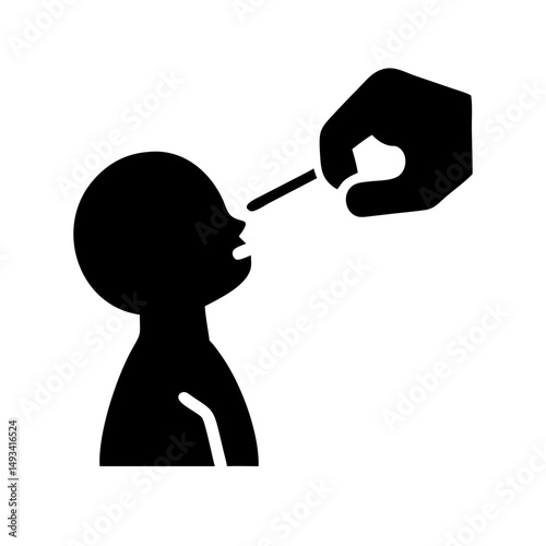 Swab collecting sample silhouette on transparent background for web and graphic design