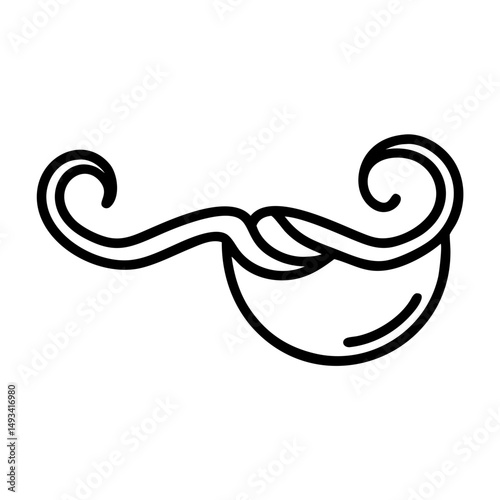 The barista curve thin base with curled up whiskers on transparent background for web and graphic design