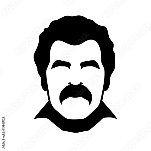 The chevron bold and thick Tom Selleck style silhouette on transparent background for web and graphic design