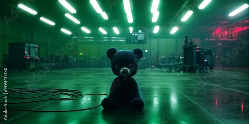 Dark bear in empty room