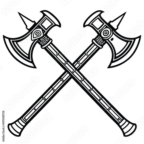 Detailed vector illustration of two distinct axes showcasing design elements vector