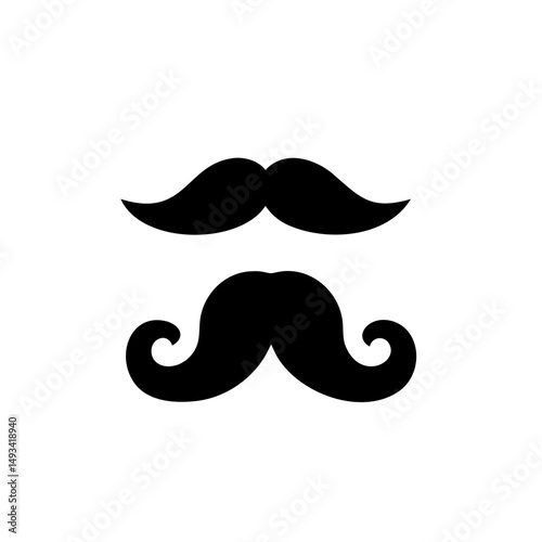The imperial roll upward curls noble flair mustache on transparent background for web and graphic design