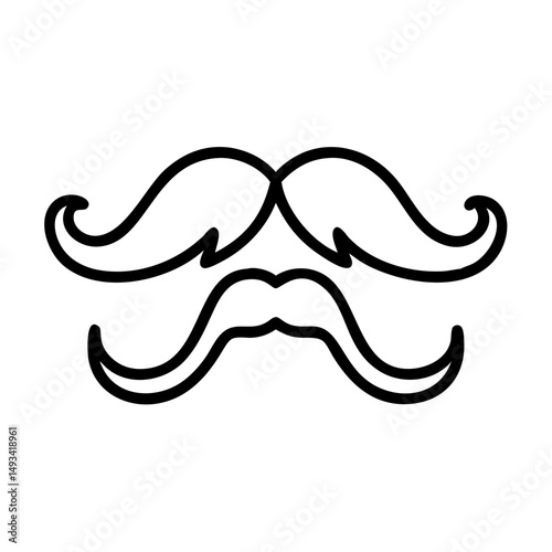 The imperial roll upward curls noble flair mustache on transparent background for web and graphic design