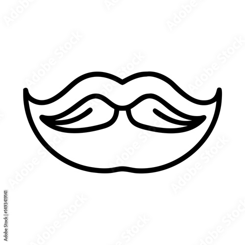 The sleek taper slim and slightly arched mustache on transparent background for web and graphic design