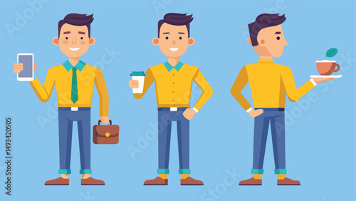vector illustration young man casual attire