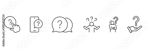 Question line icon set. Problem, confusion, asking and questioning, question mark. Confusing man icon outline vector illustration. 