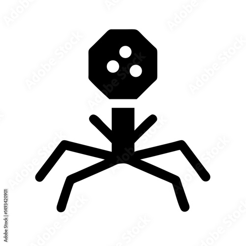 Virus or bacteriophage silhouette on transparent background for web and graphic design