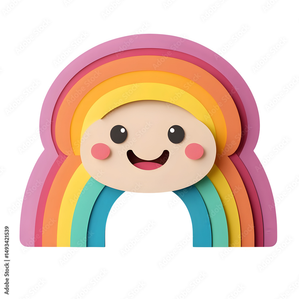Fototapeta premium A paper punch with happy face and rainbow-shaped holes, joyful office tool, isolated on transparent background 