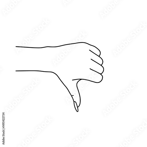 Stylized hand gesture thumbs down icon representing concepts of disapproval, negativity, and rejection