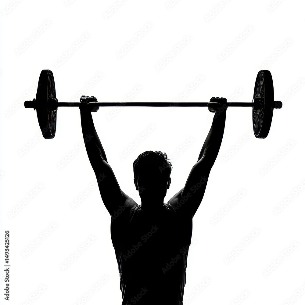 Fototapeta premium Silhouette of Weightlifter Strength, Fitness, and Power