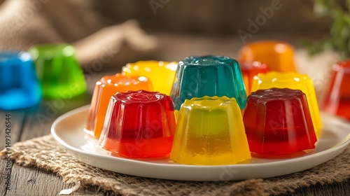 Colorful gelatin dessert cups on plate for party food and sweet treat recipes and summer dessert ideas for kids