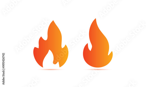 A collection of two stylized flame icons is displayed in two rows, each varying in color from shades of red, orange, and yellow