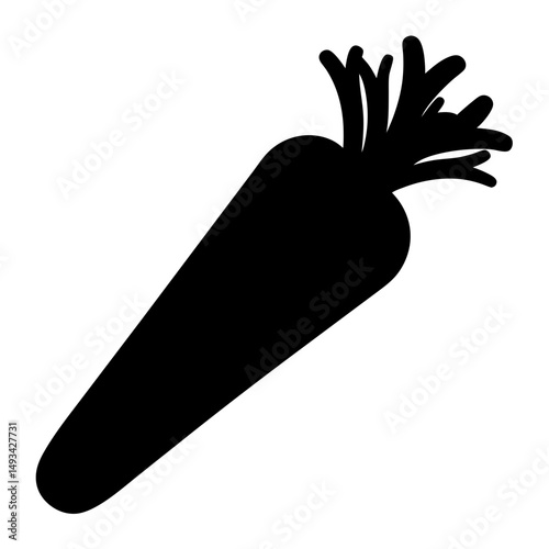 Silhouette of a fresh and organic carrot with leafy green tops