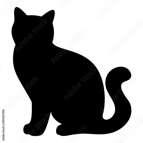 Black cat silhouette against a white background showcases feline elegance and mystery