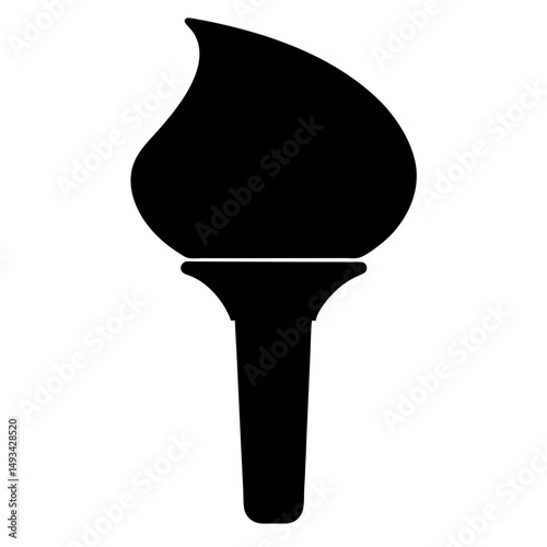 A Simple Black Torch Symbol on a White Background Represents Light