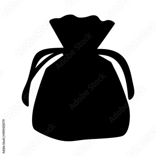 Silhouette of a drawstring bag, gift bag, or a bag of treats
