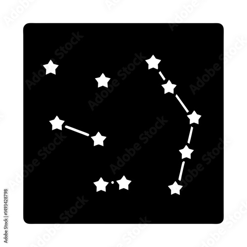 Constellations and the Night Sky Represented in a Simplified Celestial Map