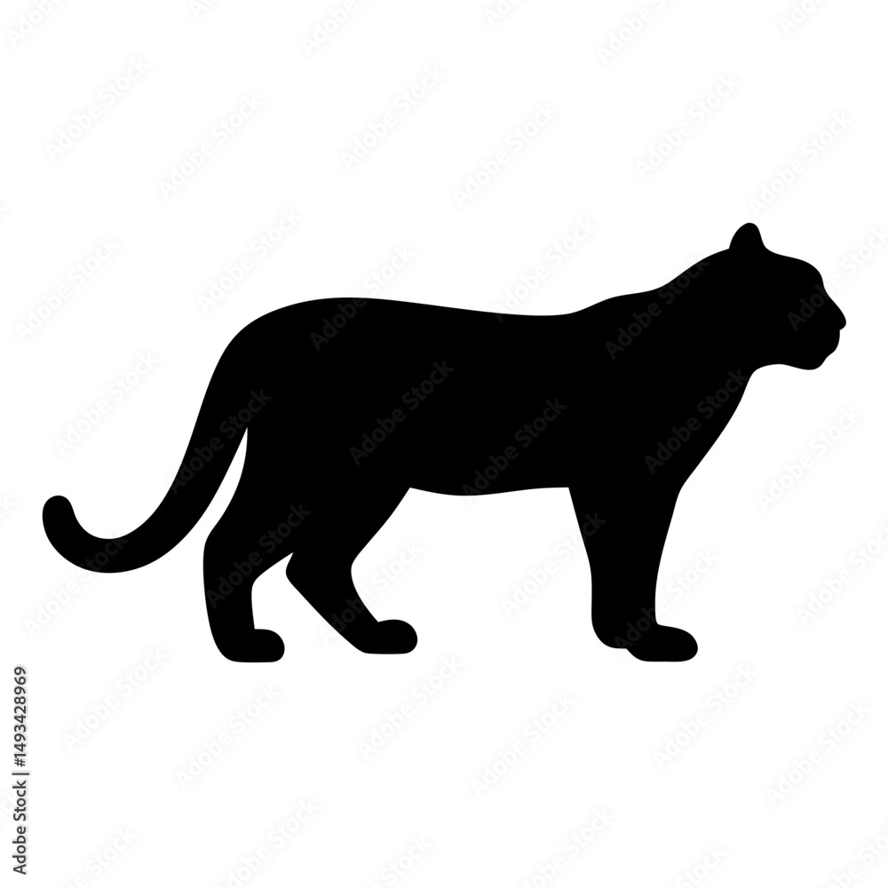 Obraz premium Black silhouette of a majestic feline ready to pounce on unsuspecting prey