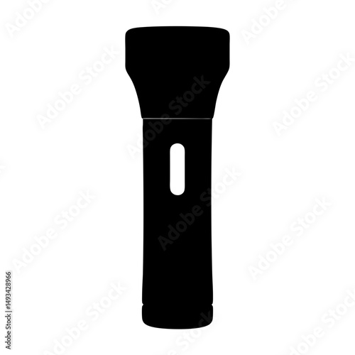 Simple Black and White Silhouette of a Classic Flashlight Design