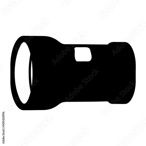 Black and white image of a flashlight with an activation switch design