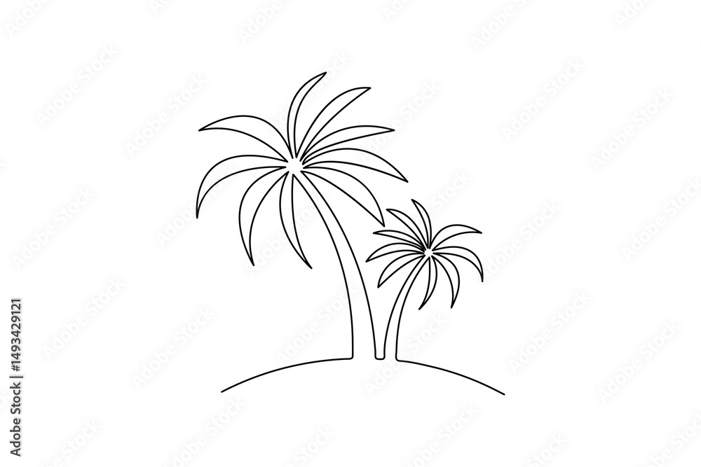 Naklejka premium Palm Tree Minimalist Icon One Line Drawing Vector Illustration 