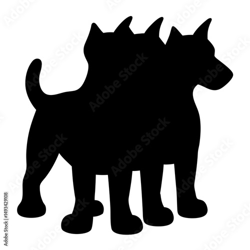 Cerberus the ThreeHeaded Hound of Hades Silhouette on White Background