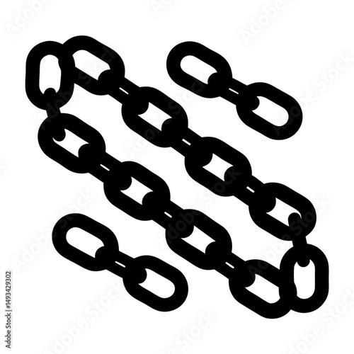 Graphic image displaying two long chains and two individual chain links