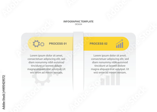2 step infographic design. schedule concept with paper layout. can be used for workflow illustration