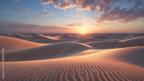 Fototapeta Naklejka Na Ścianę i Meble -  Equirectangular projection of sunset, sand dunes, HDRI environment.