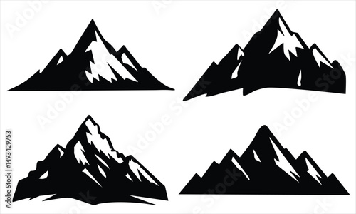 vector set of mountain icons