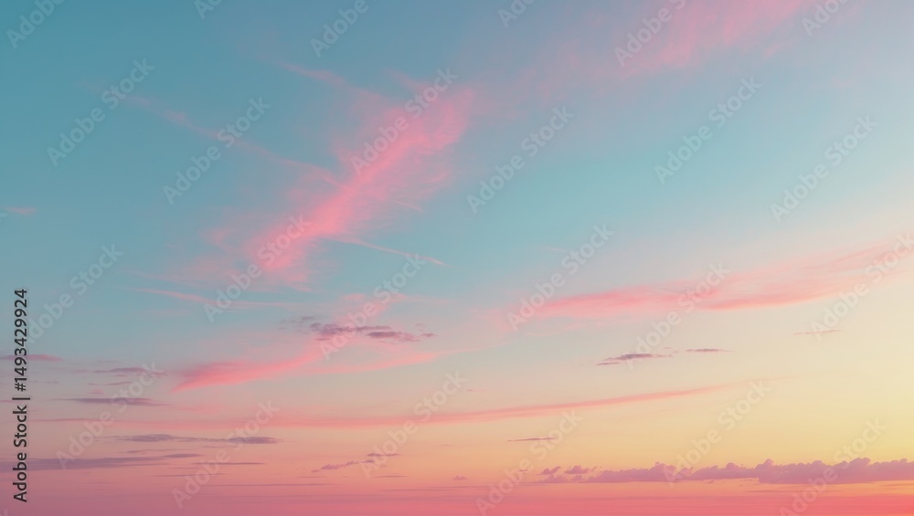 Obraz premium An exquisite gradient sky showcasing hues that transition from blazing red at the horizon to soothing pastel tones above. Great for backgrounds and atmospheric artwork.