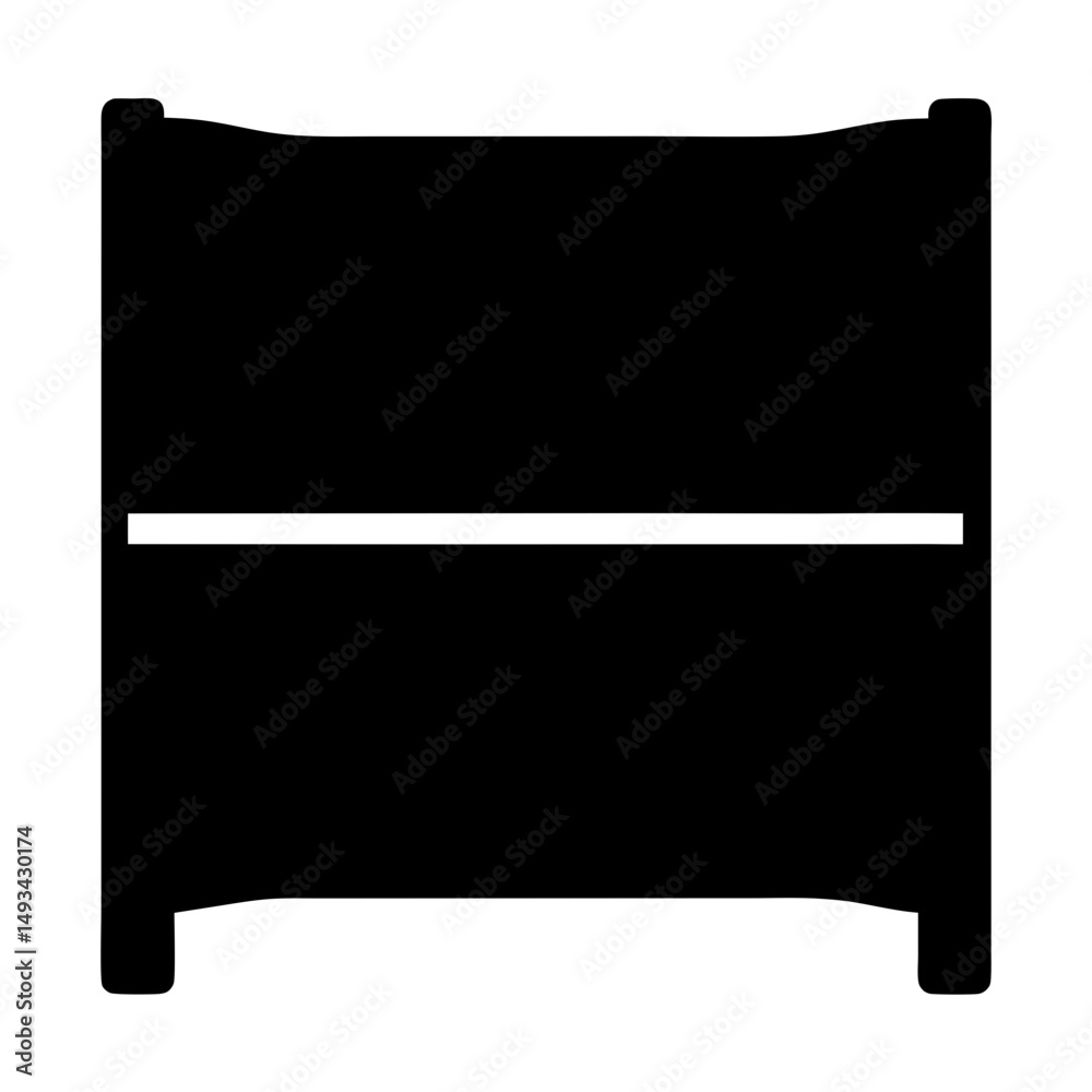 An image of a simple black bed frame silhouette on white background An image of a simple black bed frame silhouette on white background
