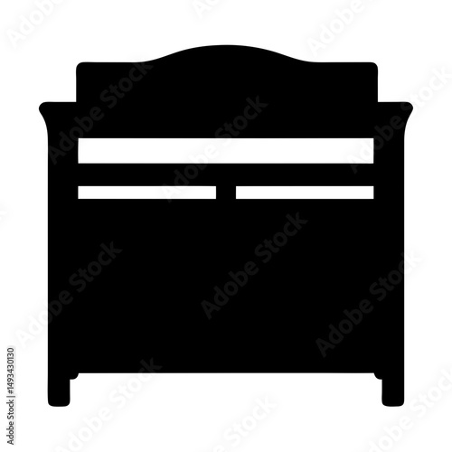 Antique Style Bed Silhouette with Headboard and Storage Design Element