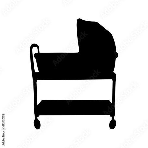 Silhouette of a Baby Bassinet or Cradle on a Rolling Stand
