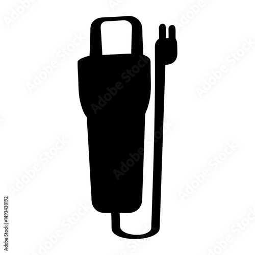 A black silhouette of an electric car charger or plug for charging