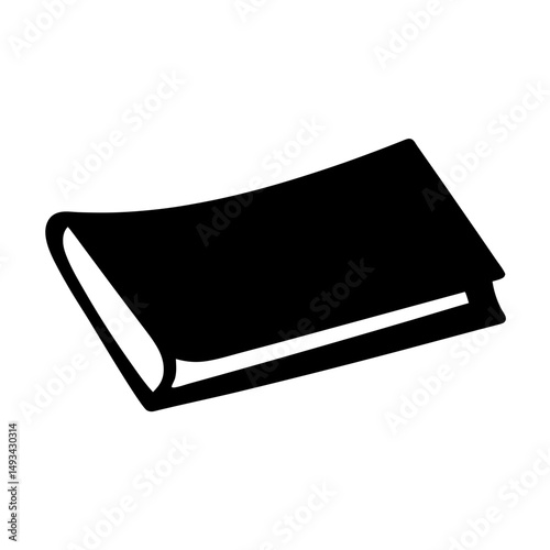 Simplified Black Silhouette of a Hardcover Book Lying at an Angle