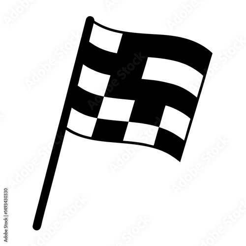 Black and white checkered flag symbolizing the completion of a race, competition