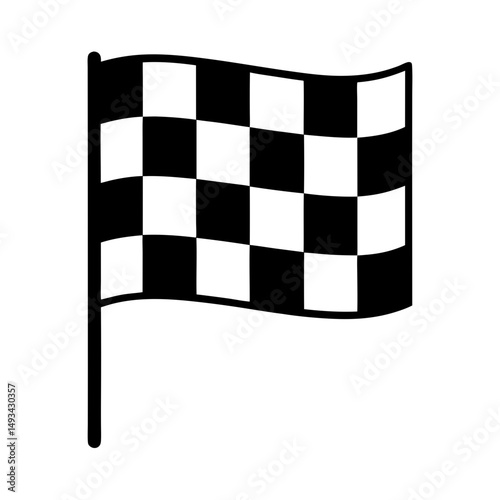 Black and white checkered race flag, signifying end of competition or race